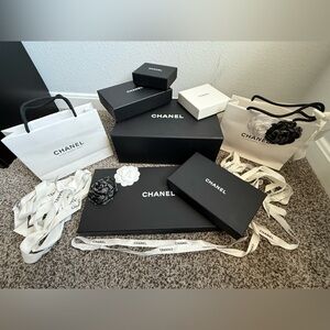 Authentic CHANEL Packaging Bundle 6 Boxes Ribbons Camellias Shopping Bags